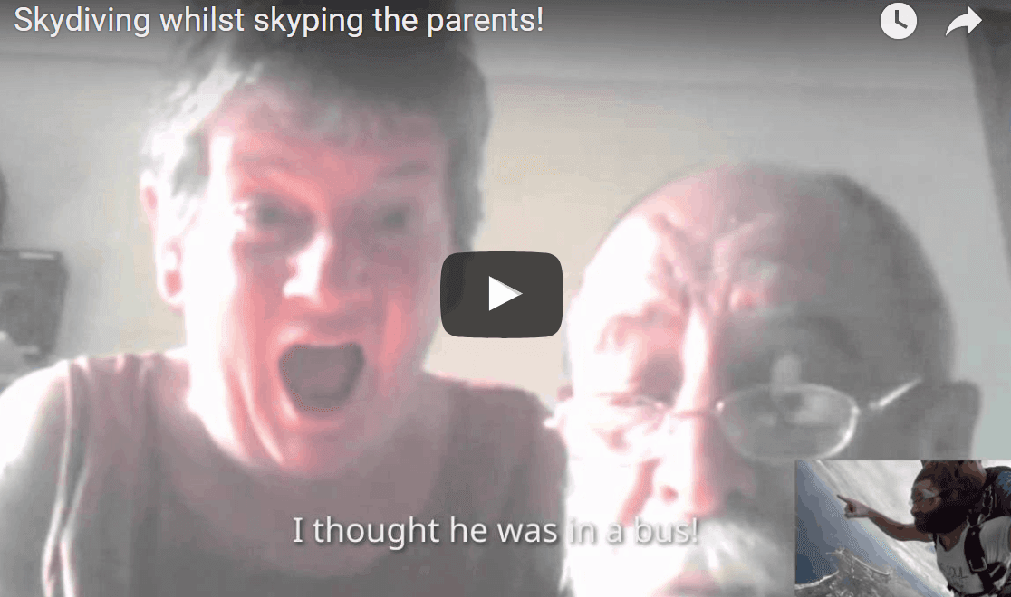 - Irish lad Skype calls his parents while skydiving