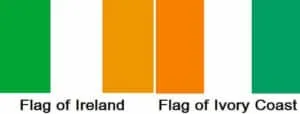 flag of Ireland versus the flag of the Ivory coast