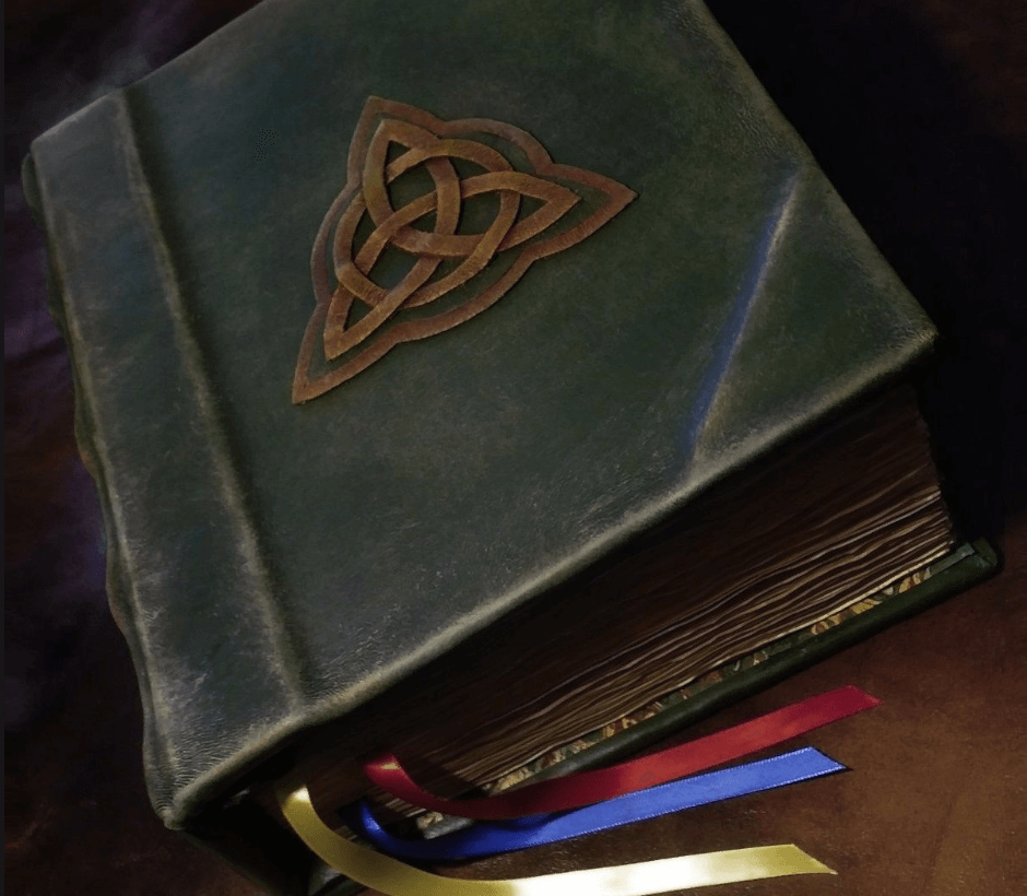 The triquetra in a circle became well known as the cover motif on the Book of Shadows in the American TV show Charmed.