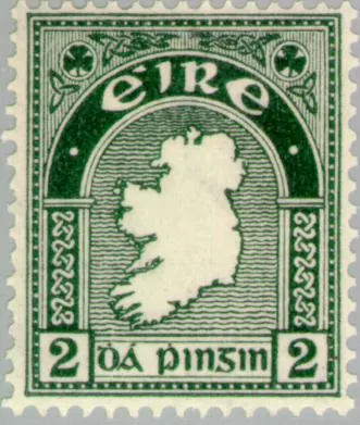 Map of Ireland: the first Irish postage stamp featured the shamrock