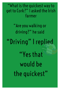 Irish joke walking or driving to Cork