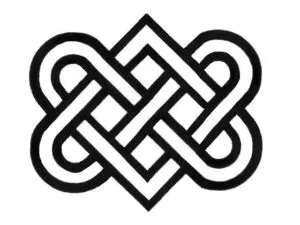 A Celtic knot The Celtic love knot resembles two interlocking hearts and usually sits within an oval shape.