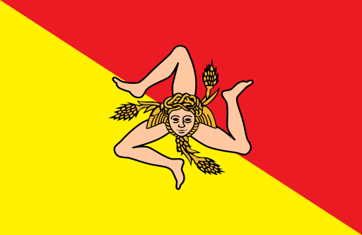 Sicilian Flag appearance of the Triskelion symbol