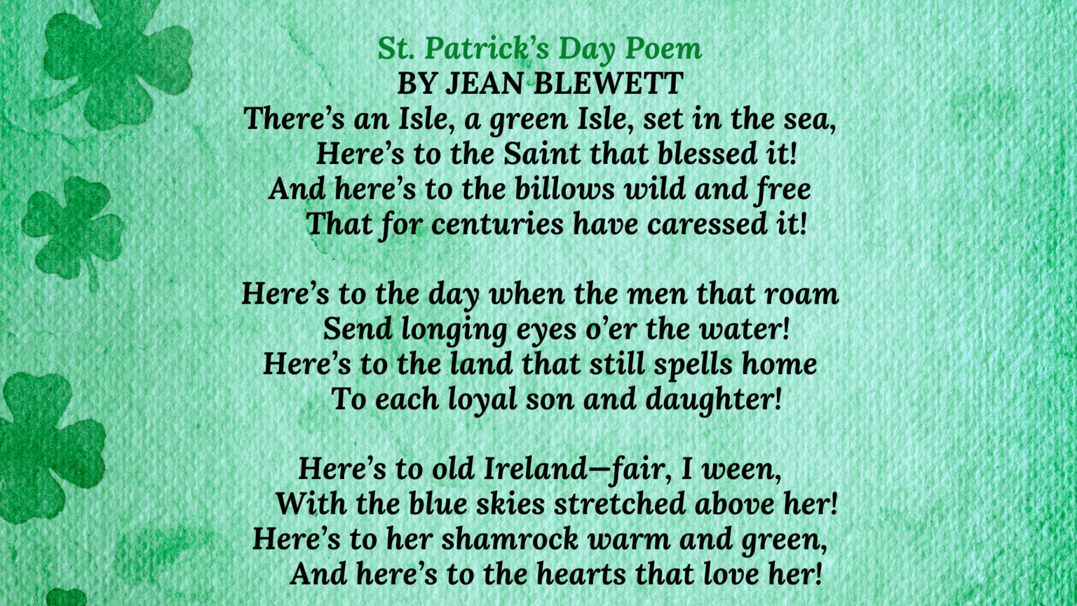 st patrick day poem for preschoolers