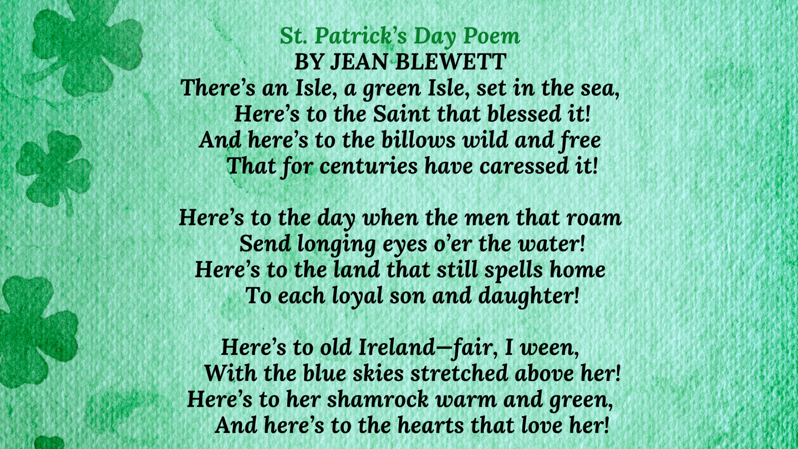 St patricks day poems
