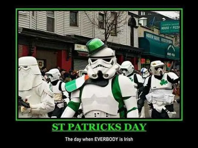 Even the storm troopers from Star Wars are wearing green on St Patrick's day 
