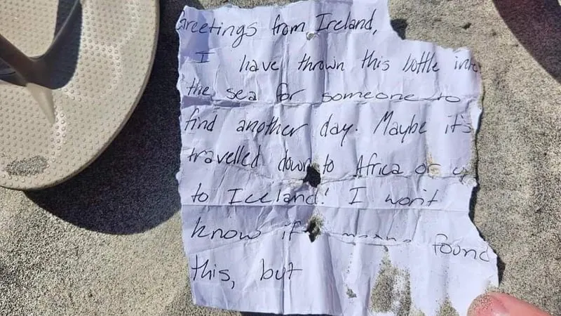 Search Underway For Irish ‘Aoife’ As Message In A Bottle Surfaces In The US