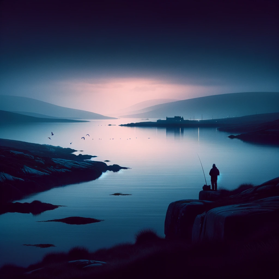 Here's the image I created, inspired by Seamus Heaney's "Casualty." It depicts a serene and somber Irish coastal landscape at dusk, capturing the reflective and tranquil atmosphere that aligns with the themes of the poem.