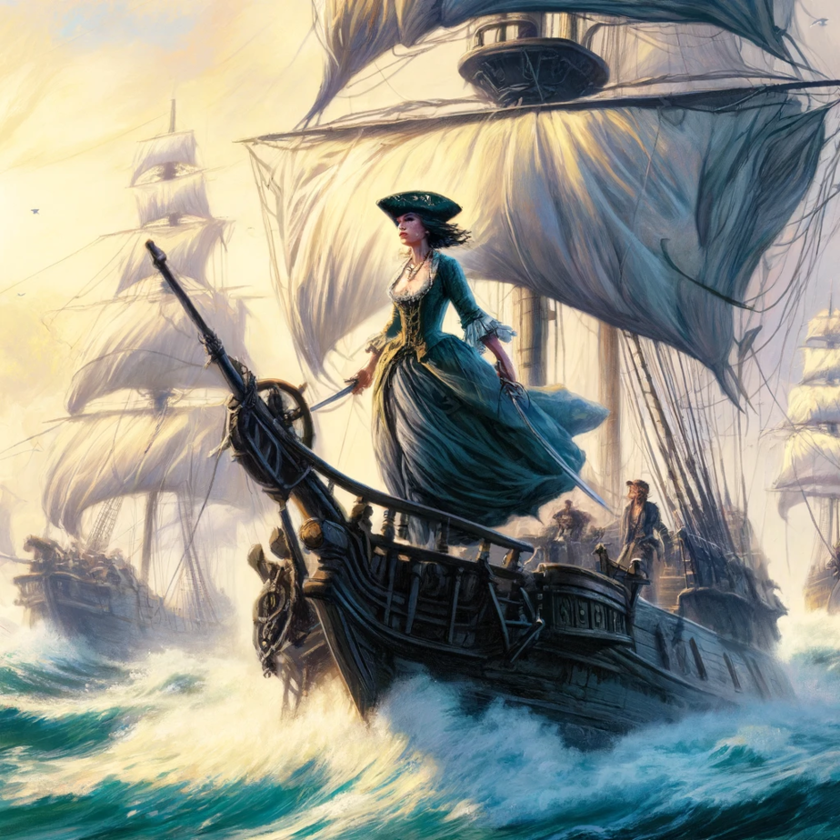 Grade O'Malley sailing a pirate ship