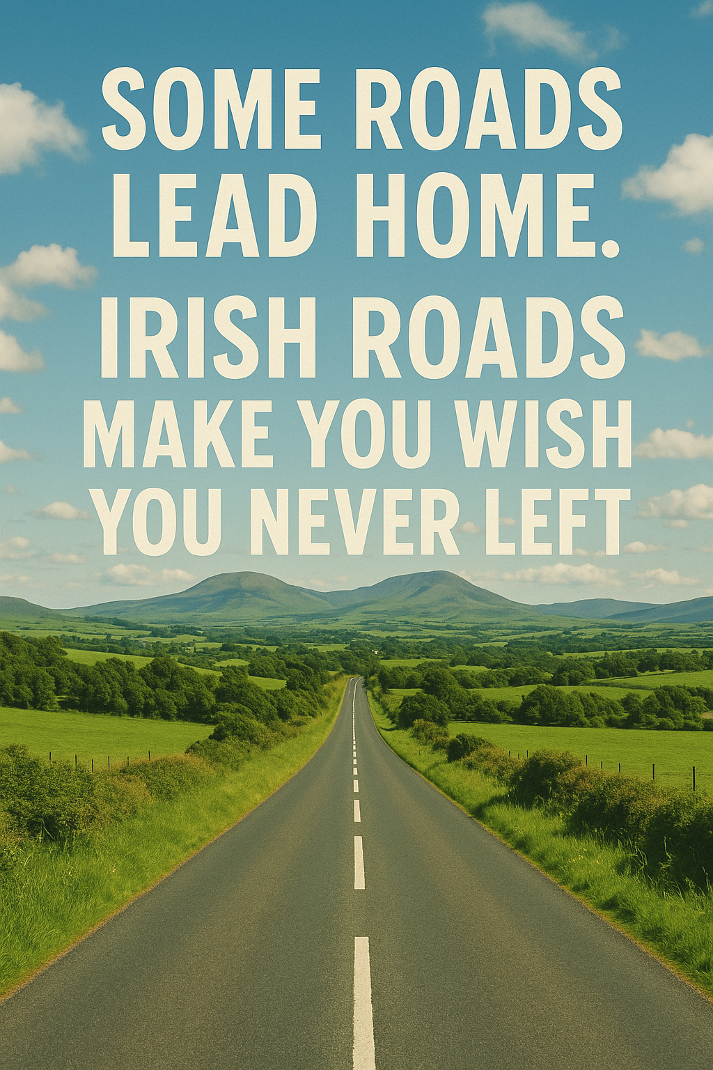 “Some Roads Lead Home. Irish Roads Make You Wish You Never Left.” Irish Quotes