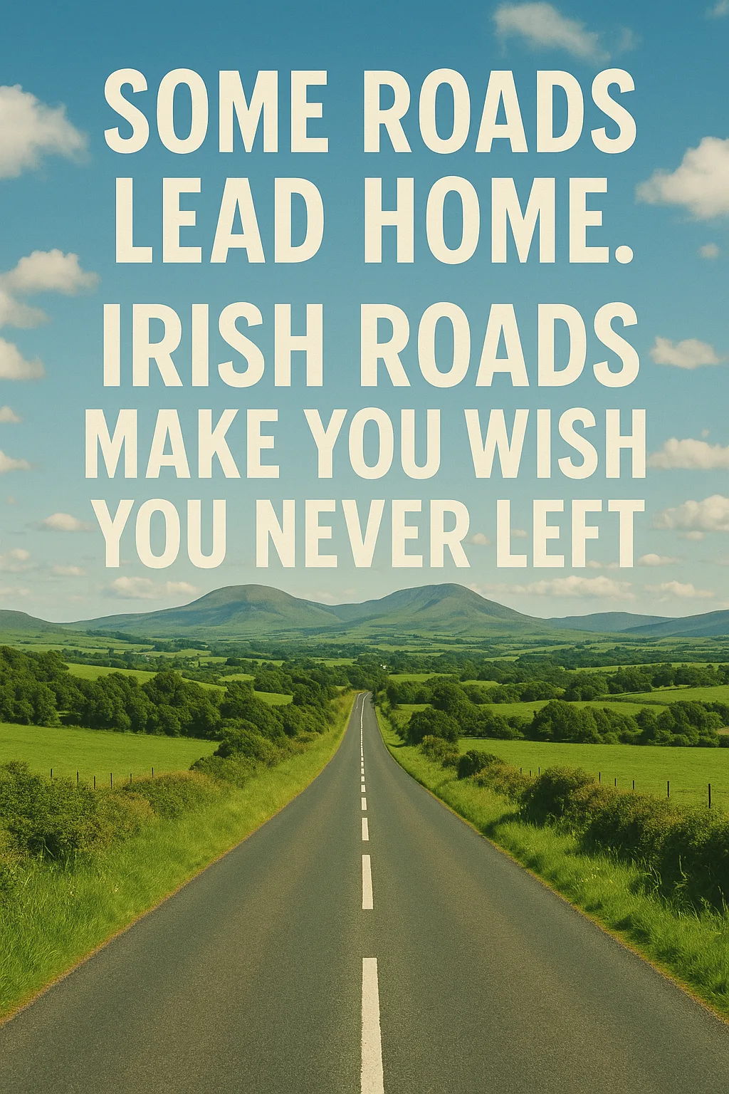 “Some Roads Lead Home. Irish Roads Make You Wish You Never Left.” Irish Quotes