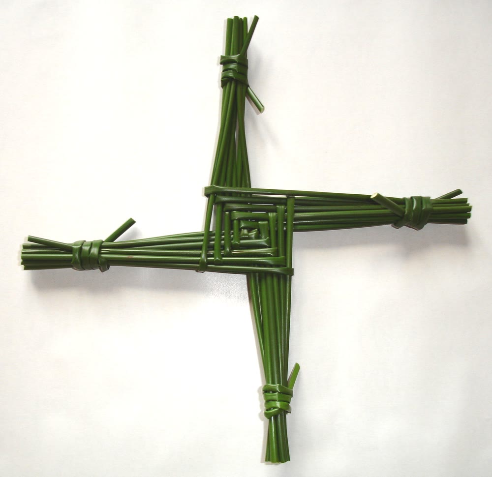 A St Brigid's cross woven from green rushes, the kind hung over Irish doors for protection