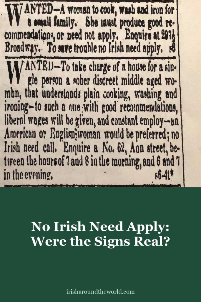 No Irish Need Apply: were the signs real?