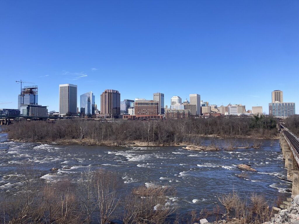 Richmond, Virginia skyline and the James River