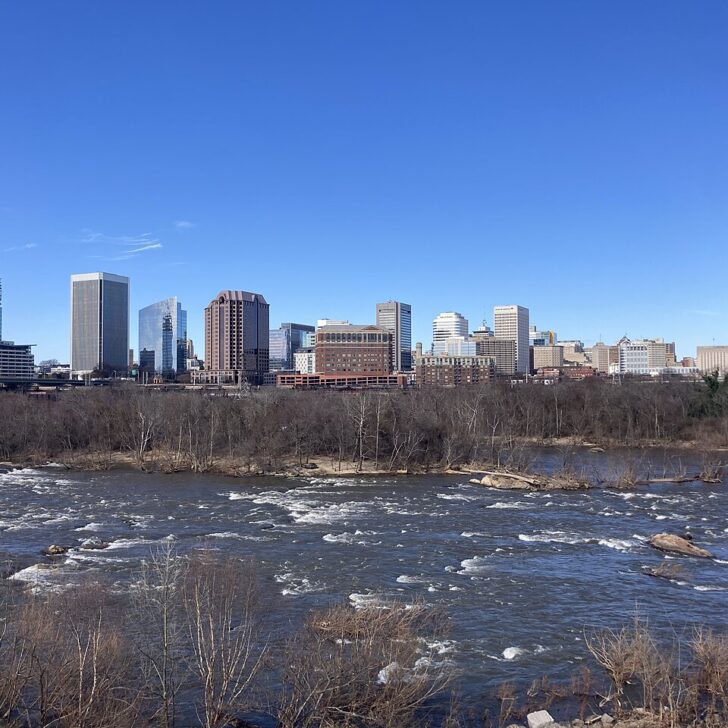 Richmond, Virginia skyline and the James River