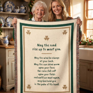 May the road rise up to meet you Irish blessing woven blanket