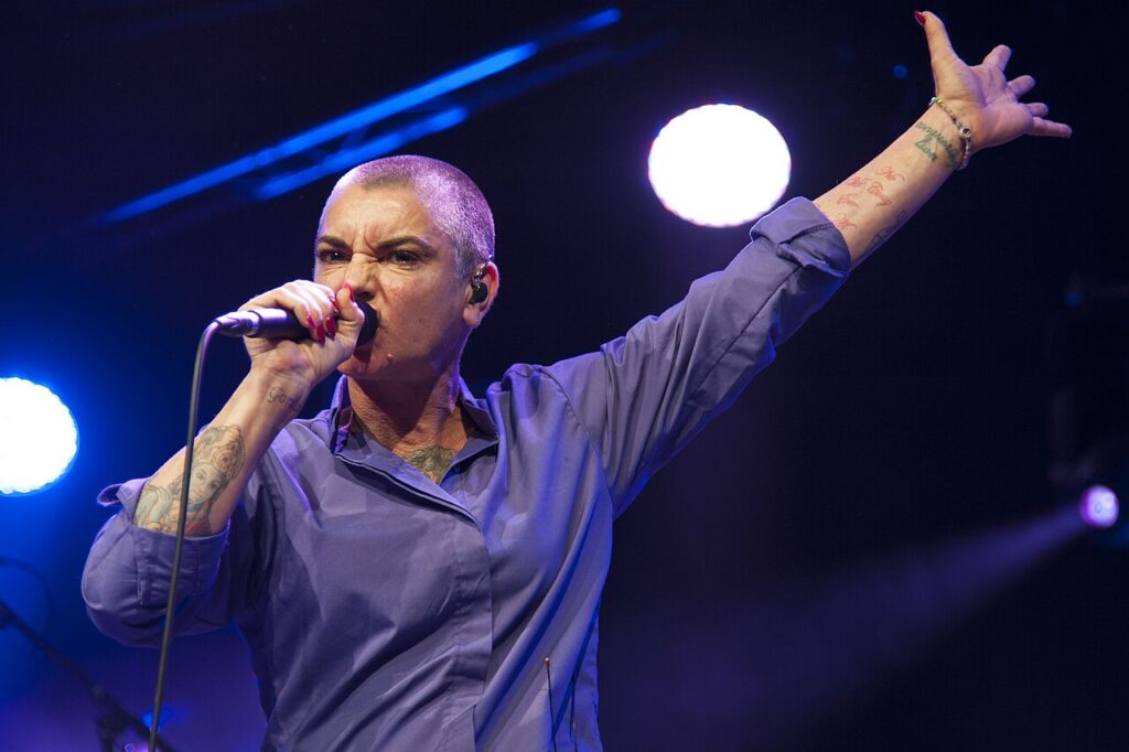 Sin&eacute;ad O&rsquo;Connor singing on stage